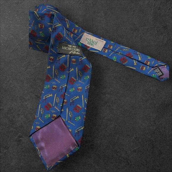 Michelsons of London Men's Musical Instruments Band 100% Silk Professional Tie - Picture 3 of 3
